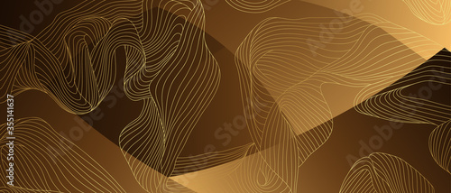 Luxury golden wallpaper. Line arts background, Art Deco Pattern, Vip invitation background texture for print, fabric, packaging design, invite. Vintage vector illustration