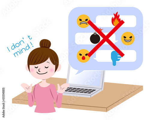 Illustration of a woman who don't mind cyberbullying and flaming