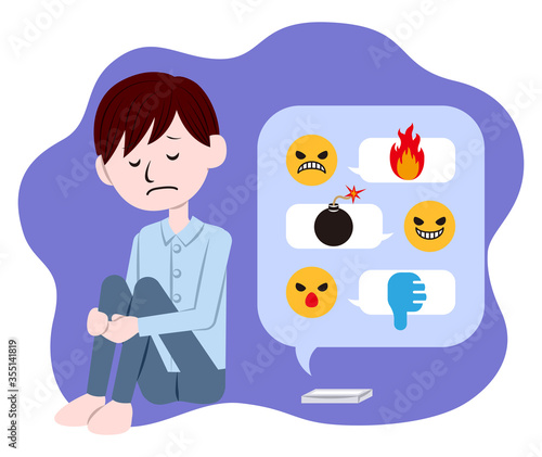 Illustration of a man hurt by cyberbullying and flaming
