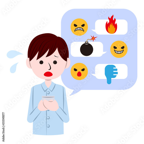 Illustration of a man who is confused by cyberbullying and flaming