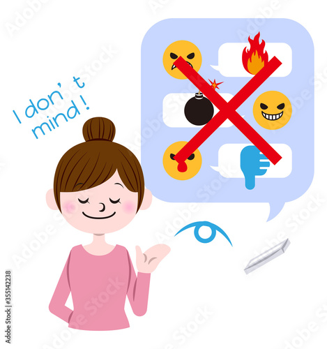 Illustration of a woman who don't mind cyberbullying and flaming