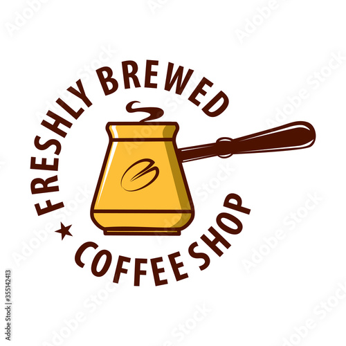 Cezve logo - vector illustration. Cofee emblem design on white background.