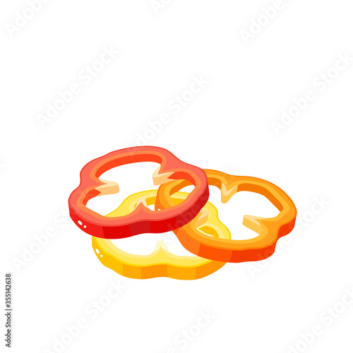 Hamburger ingredient. Sliced bulgarian bell pepper, paprika. Vector illustration cartoon flat icon isolated on white.