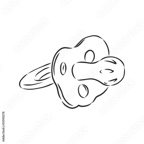 Baby dummy sketch vector illustration, baby pacifier, vector sketch illustration