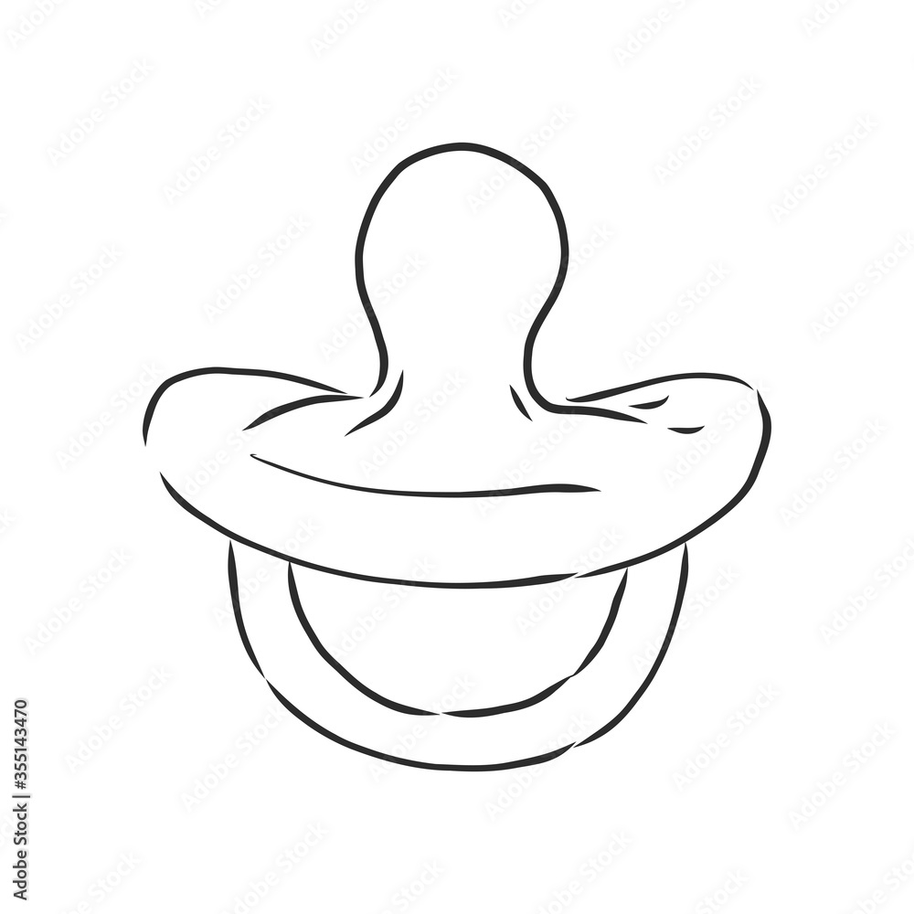 Baby dummy sketch vector illustration, baby pacifier, vector sketch illustration Baby dummy sketch vector illustration, baby pacifier, vector sketch illustration