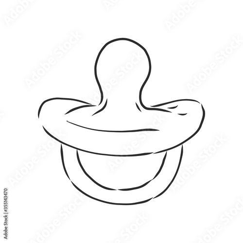 Baby dummy sketch vector illustration, baby pacifier, vector sketch illustration