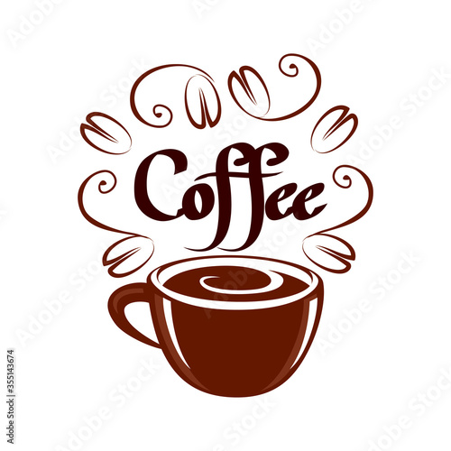 Coffee shop logo design template. Retro coffee emblem. Vector art.