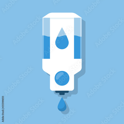 Hand sanitizer wall. Alcohol antiseptic gel. Drop of antibacterial gel. Prevention coronavirus covid-19. Sanitizer bottle hygiene product. Cleaning washing. Vector flat design. Isolated on background.