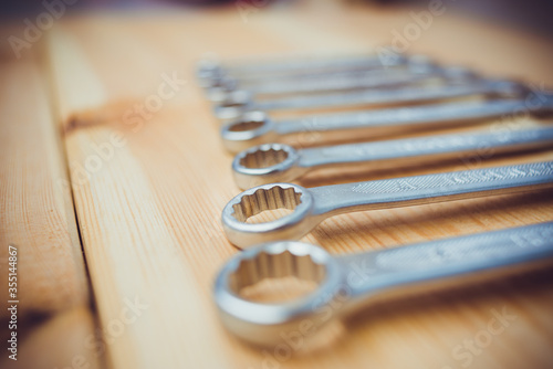 Set of wrenches for repair.