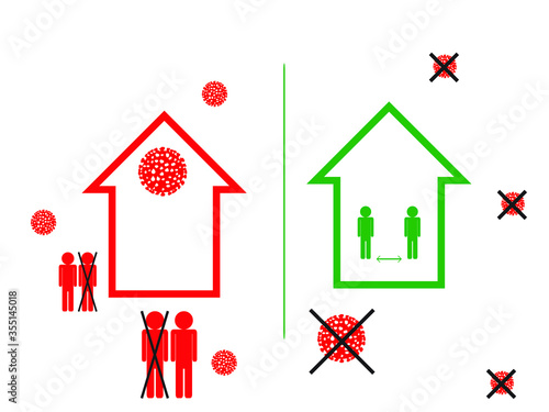 Stay home and keeping social distance . Stop corona virus spread . Vector illustration.