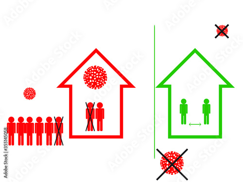 Stay home and keeping social distance . Stop corona virus spread . Vector illustration.