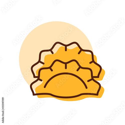 Two dumplings, potstickers or jiaozi vector icon