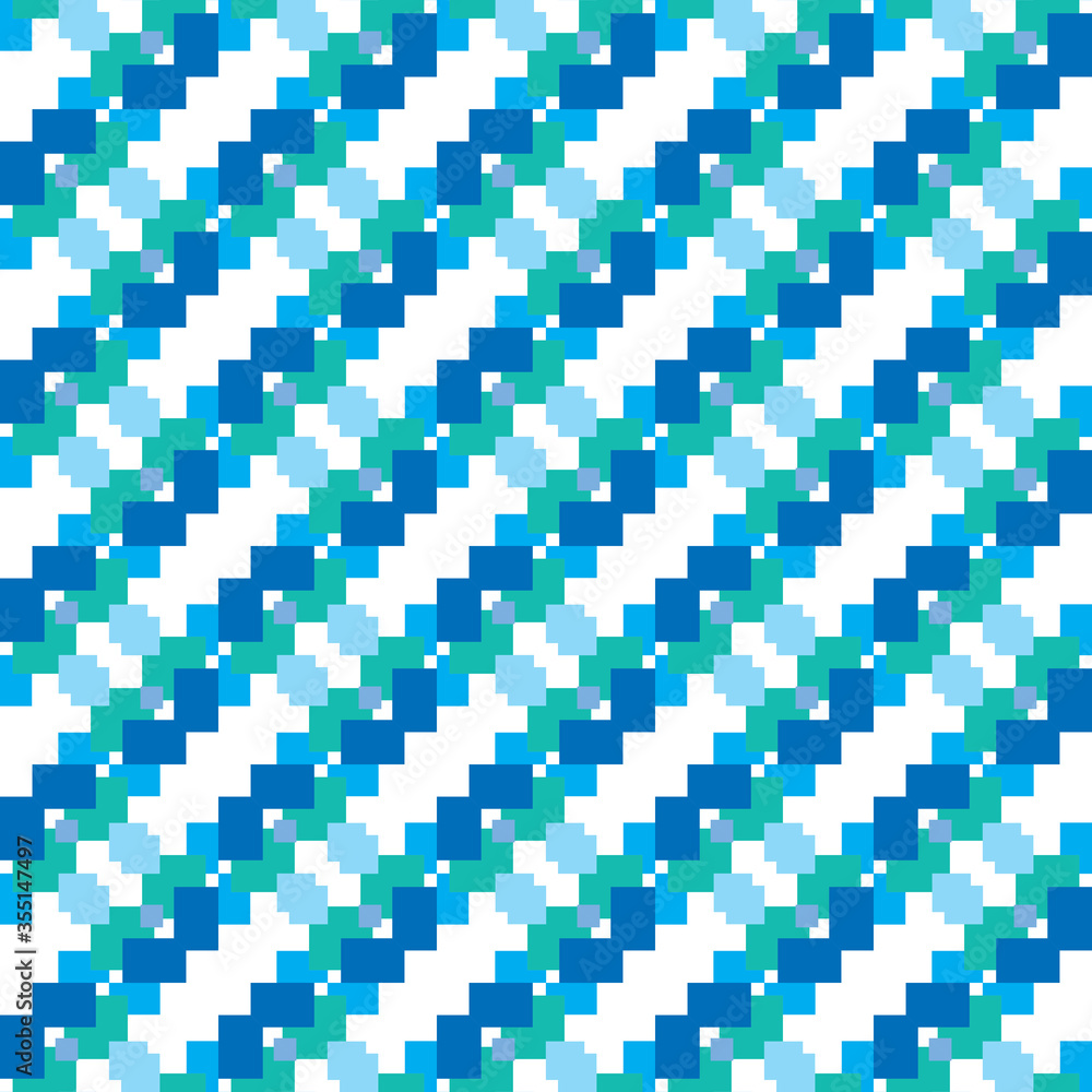 Seamless pattern texture vector background with geometric shapes, colored in blue, green, white colors. Seamless pattern texture vector background with geometric shapes, colored in blue, green, white colors.