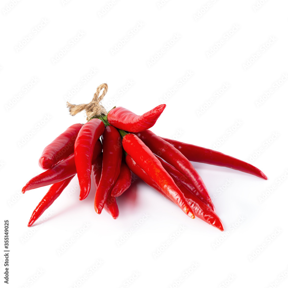 Red chili peppers isolated on a white background Red chili peppers isolated on a white background