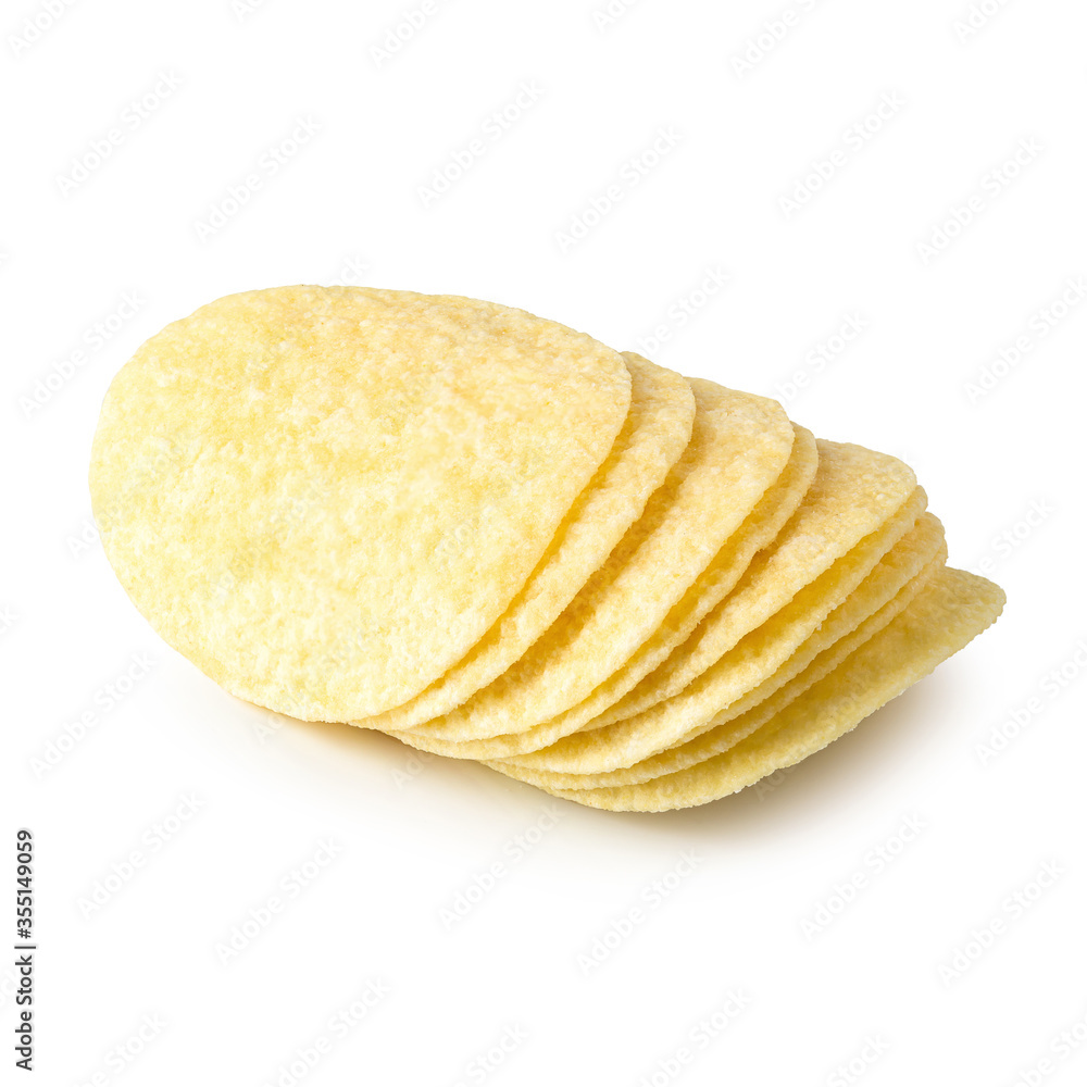 Potato chips isolated on a white background Potato chips isolated on a white background