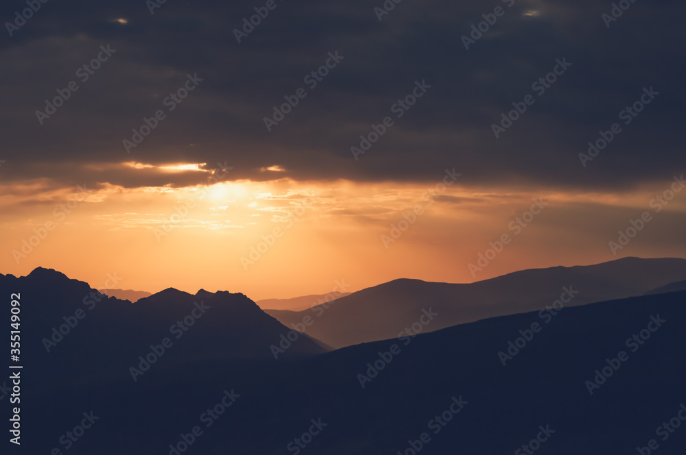 sunrise in the Caucasus mountain valley