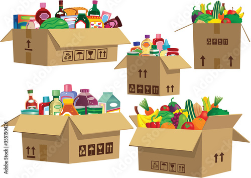 Goods in cardboard boxes