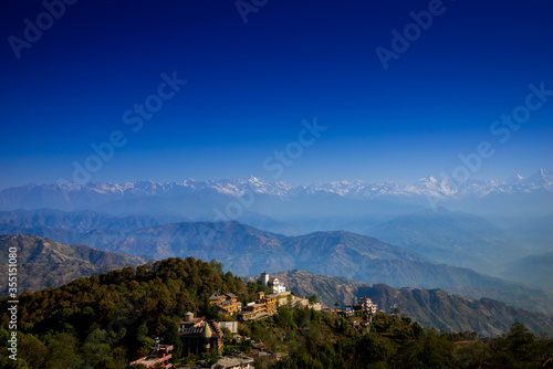 View of the everest mountain range in Nagarkot, Nepal. photo