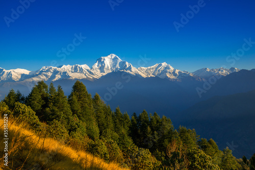 The Annapurna mountain range from Poon Hill viewpoint, Nepal. photo