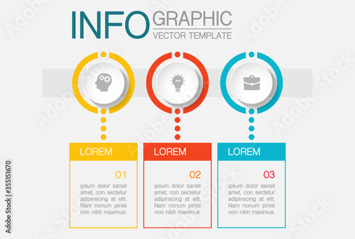 Modern design template for infographics, business, presentations, web design, 3 steps, options.
