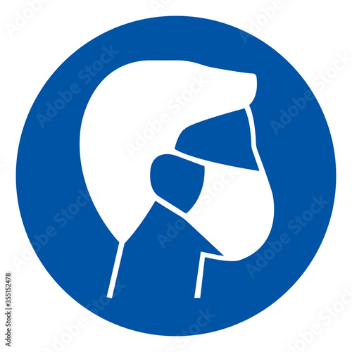 Wear Face Mask Symbol Sign, Vector Illustration, Isolate On White Background Label. EPS10