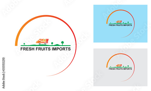 Fresh Fruits Imports Logo Design Template.