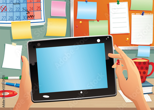 Tablet pc and office cubicle