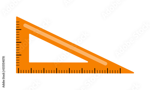 Vector illustration of set squares ruler isolated on white background. Stationery for drawing. School related math or geometry item. Back to school theme element
