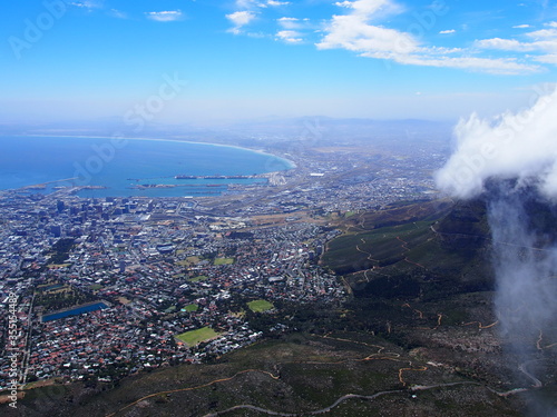 A beautiful view of the city from the cable car  Table Mountain   Cape Town  South Africa
