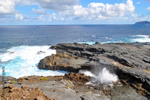 Volcanic shore on the island of Gran Canaria, Canary Islands, Spain.