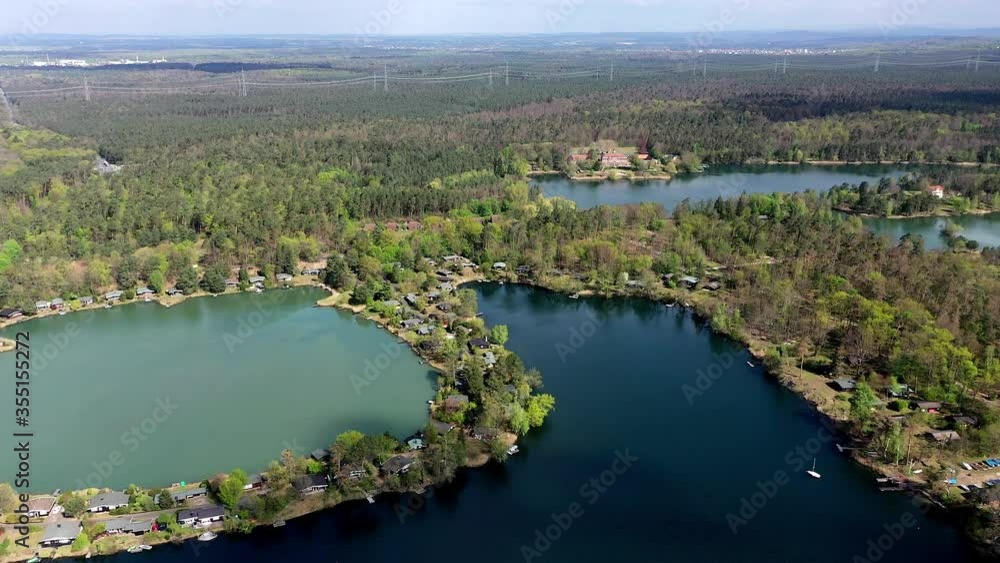 Aerial view, Flight Kahler Lake Plate with holiday apartments and campsites, Alzenau, Hesse, Germany, Europe Aerial view, Flight Kahler Lake Plate with holiday apartments and campsites, Alzenau, Hesse, Germany, Europe