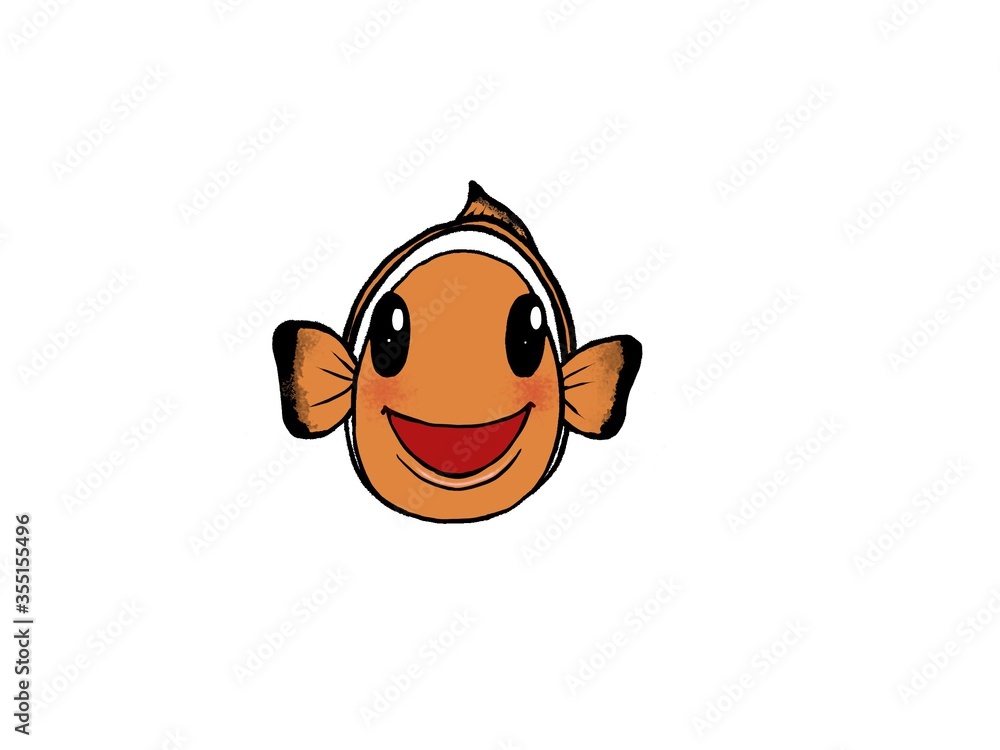 Fototapeta premium Hand Drawn Cute Clown Fish - Happy