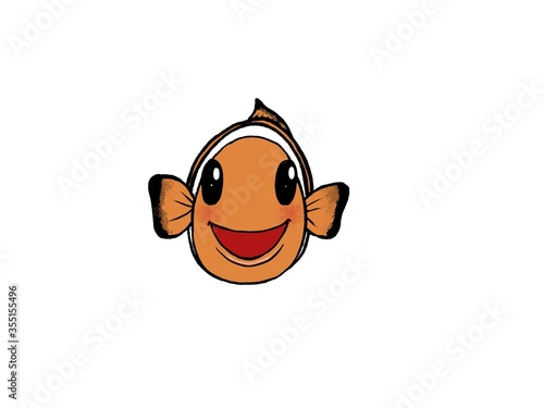 Hand Drawn Cute Clown Fish - Happy photo