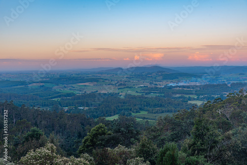 Sunset view over Tasmania from Sideling lookout, Australia photo