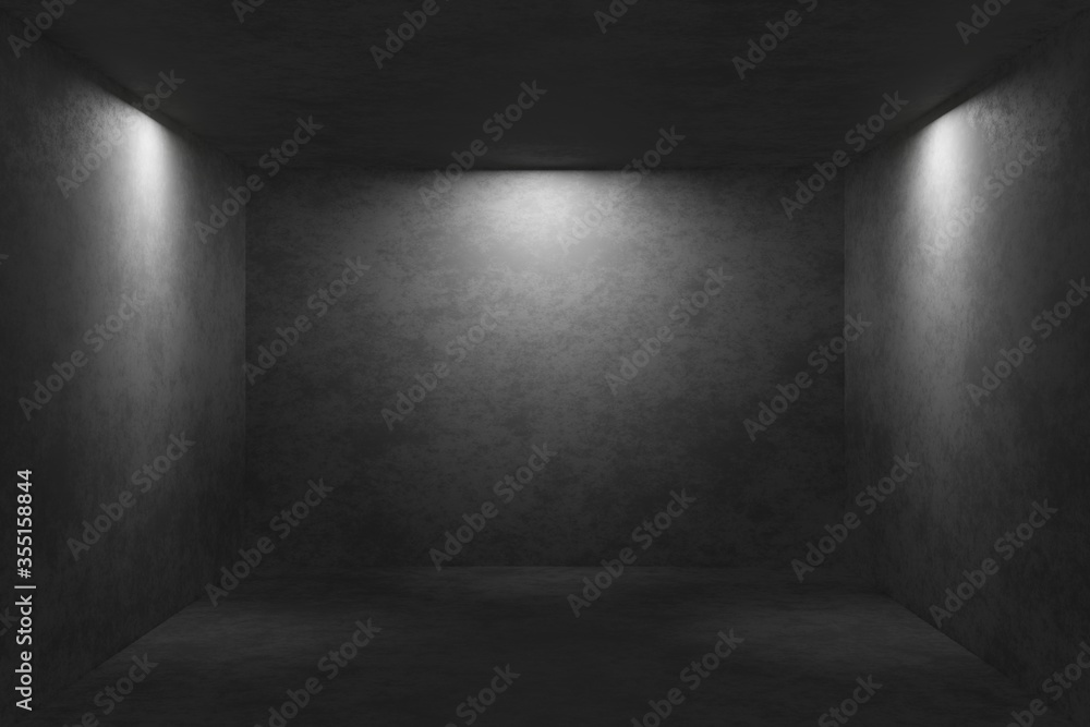 empty dark interior room 3D Rendering Illustration empty dark interior room 3D Rendering Illustration