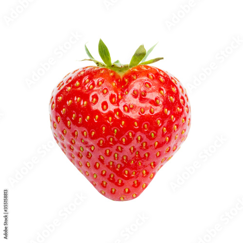 Heart shaped strawberry isolated on white background