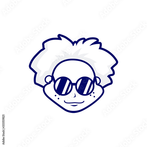 old scientist cartoon face 3 using black circle eyeglass. it can be used as logo or mascot