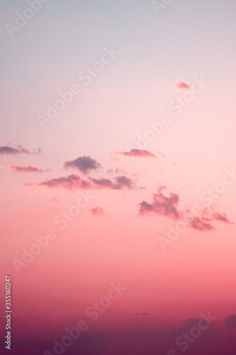 Baby pink sky with clouds sunset
