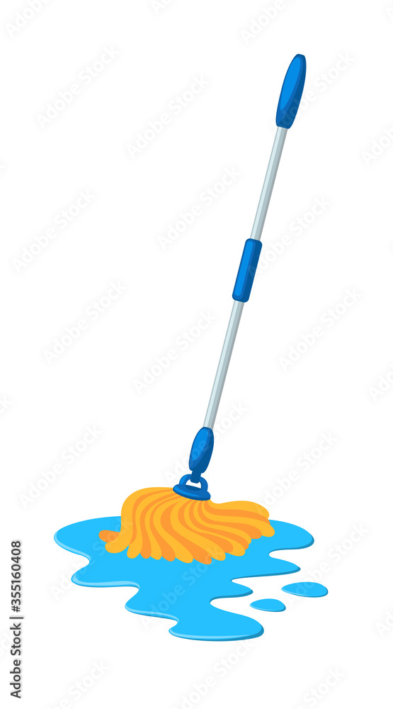 Vector illustration of wet mop. Housekeeping cleaning item for service, design and advertising. Cleaning equipment isolated on white. Vector illustration of wet mop. Housekeeping cleaning item for service, design and advertising. Cleaning equipment isolated on white.