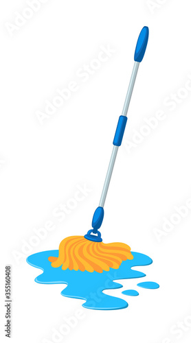 Vector illustration of wet mop. Housekeeping cleaning item for service, design and advertising. Cleaning equipment isolated on white.