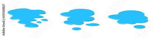Set puddle, liquid, cartoon style, isolated on a white background