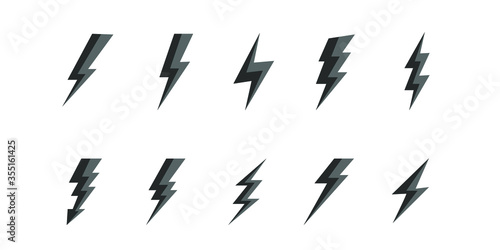 Set Lightning bolt. Thunder and Bolt Lighting Flash Icons Set. Modern flat style. Vector illustration.