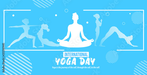 21 june International yoga day web banner EPS10 vector.Meditation Practice Yoga Colorful Fitness Concept. Vector illustration
