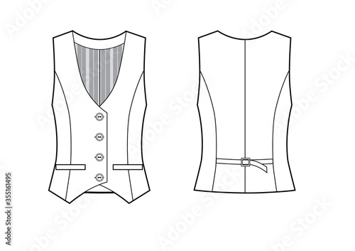 Woman classic vest fashion sketch.