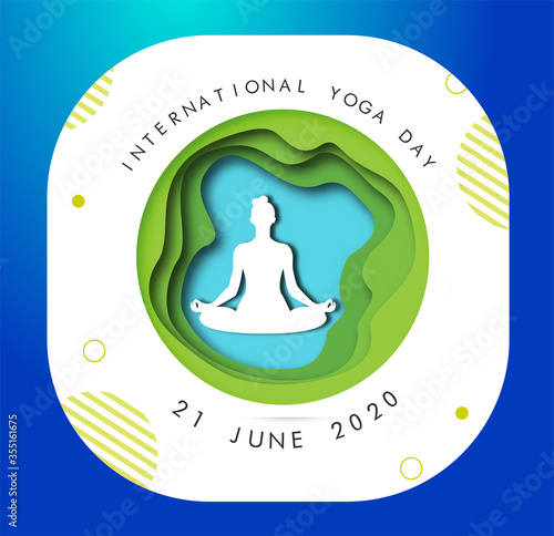 21 june International yoga day web banner EPS10 vector.Meditation Practice Yoga Colorful Fitness Concept. Vector illustration
