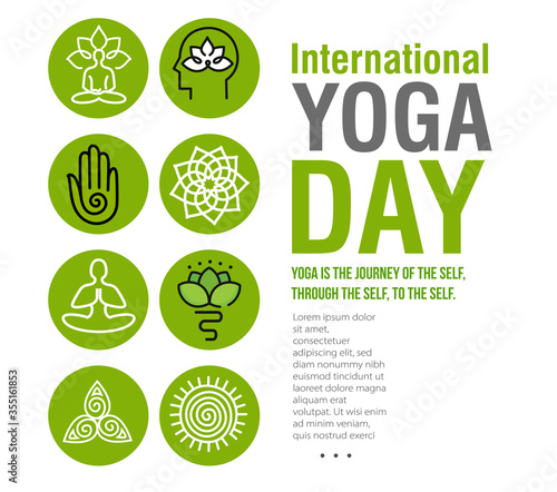 21 june International yoga day web banner EPS10 vector.Meditation Practice Yoga Colorful Fitness Concept. Vector illustration
