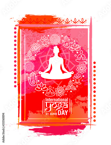 21 june International yoga day web banner EPS10 vector.Meditation Practice Yoga Colorful Fitness Concept. Vector illustration
