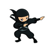 black cartoon ninja two hand pose dabbing 