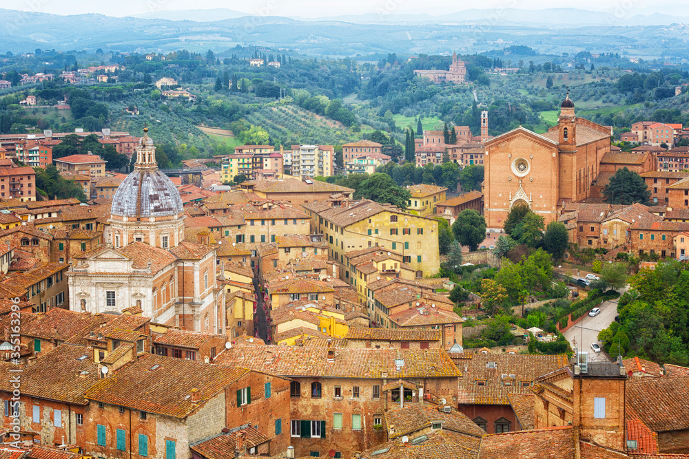Ancient city of Siena, Tuscany, Italy. Top view