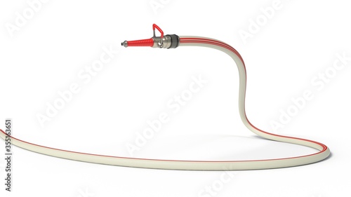 fire hose with modern nozzle. isolated on white background. 3d illustration